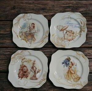 Disney Beauty and The Beast Salad/Luncheon Plates-Includes 4 Plates